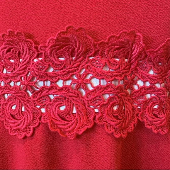 Elegant Cherry Red Office Siren Lacy Sleeveless Dress Sz 12 - Picture 3 of 10